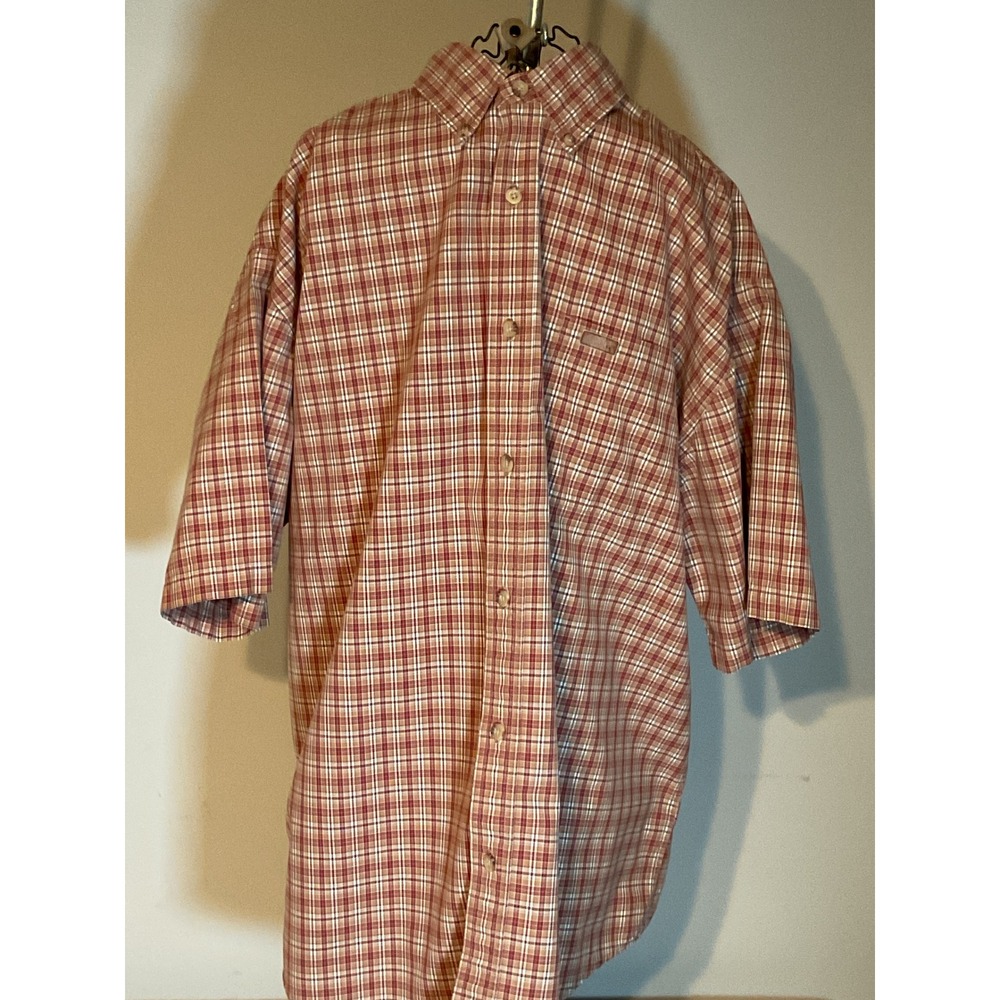 Carhartt‎ Mens 2XL Short Sleeve Plaid Button Down Shirt Red 100% Cotton Workwear